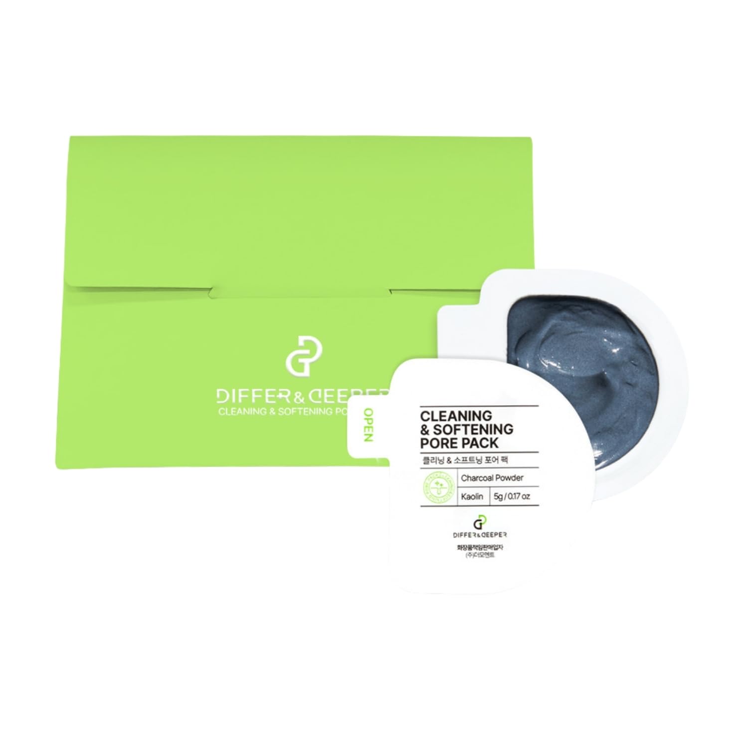 Differ & Deeper Cleansing & Softening Pore Pack – 7 x 5g Single-Use Clay Mask Capsules | Triple Clay Formula for Pore Care & Oil Control | Travel-Friendly K-Beauty Skincare