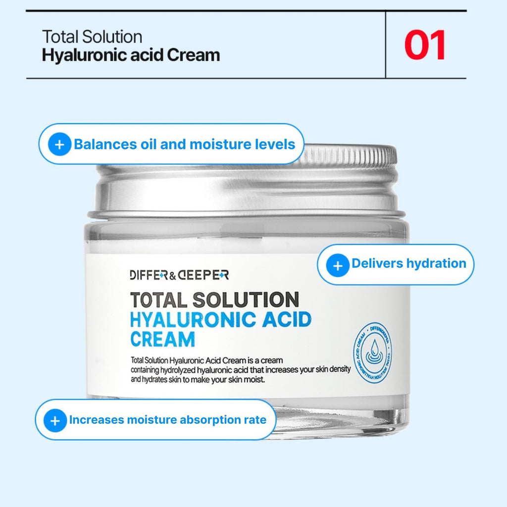 Differ & Deeper Total Solution Glutathione Cream – Radiance-Boosting Antioxidant Moisturizer for Dull or Stressed Skin, Lightweight Daily Cream, Korean Skincare 2.47oz