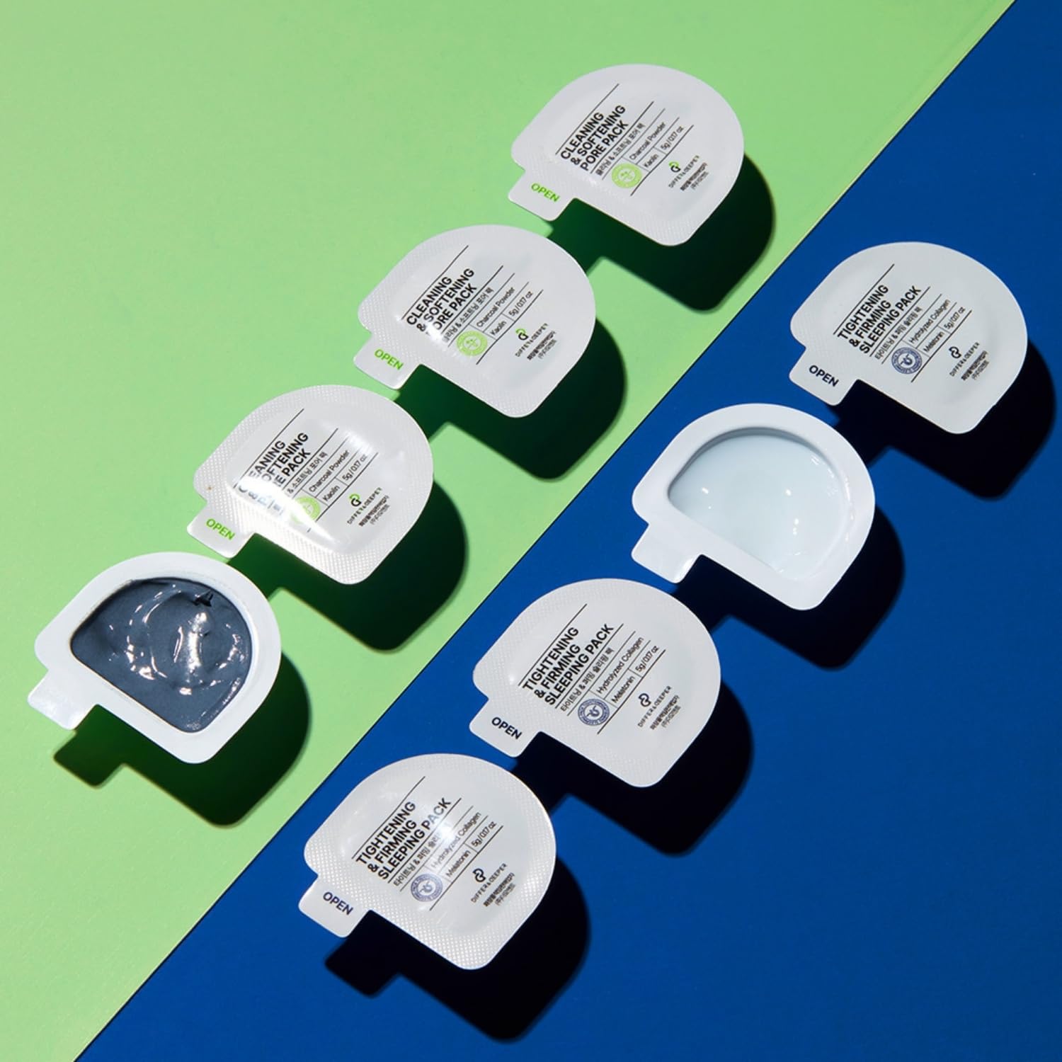 Differ & Deeper Cleansing & Softening Pore Pack – 7 x 5g Single-Use Clay Mask Capsules | Triple Clay Formula for Pore Care & Oil Control | Travel-Friendly K-Beauty Skincare