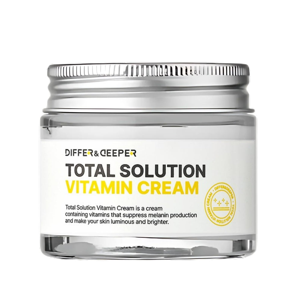 Differ & Deeper Total Solution Vitamin Cream – Brightening Moisturizer for Dull Skin, Lightweight Daily Cream with Vitamin Complex for Radiant Complexion, Korean Skincare 2.47oz