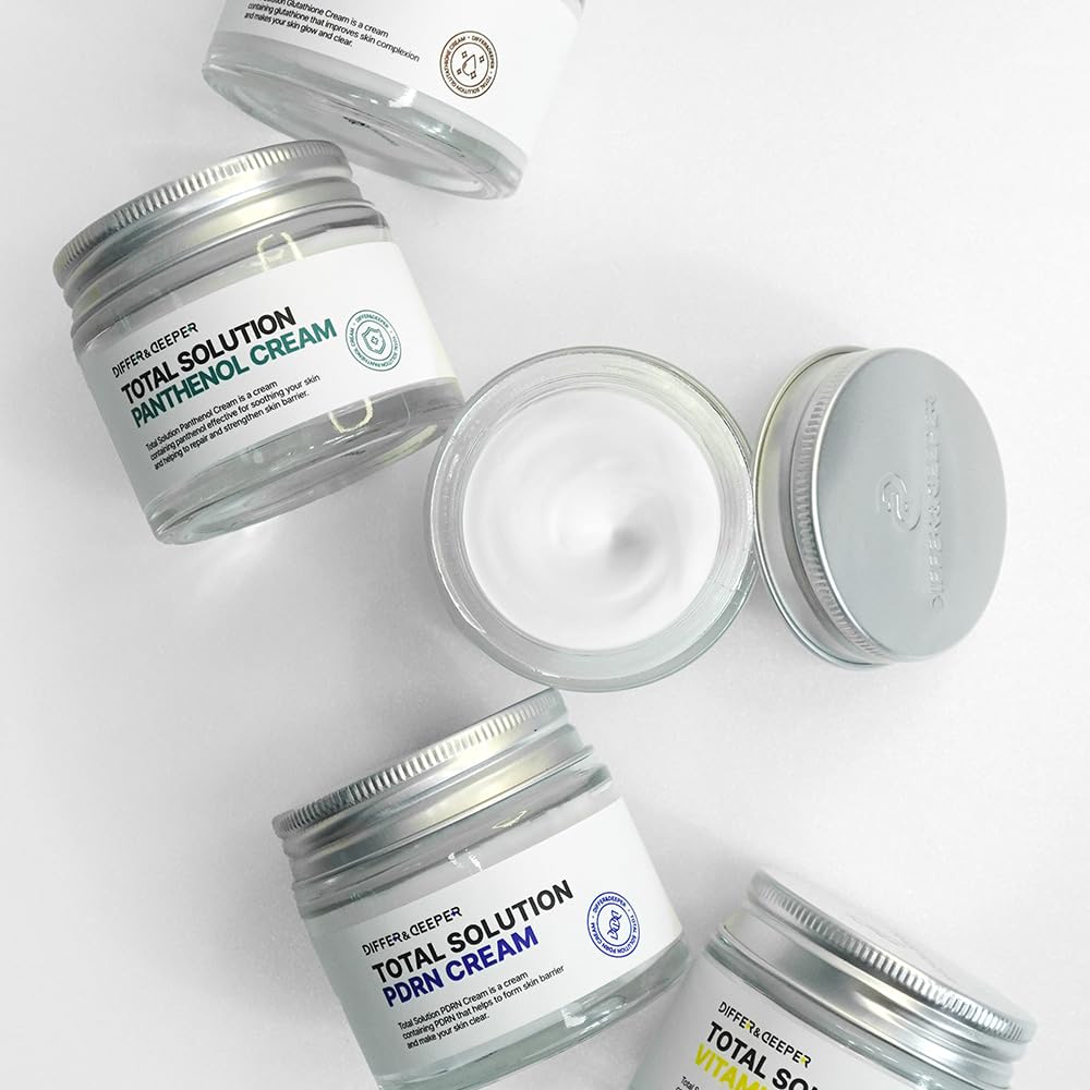 Differ & Deeper Total Solution Glutathione Cream – Radiance-Boosting Antioxidant Moisturizer for Dull or Stressed Skin, Lightweight Daily Cream, Korean Skincare 2.47oz