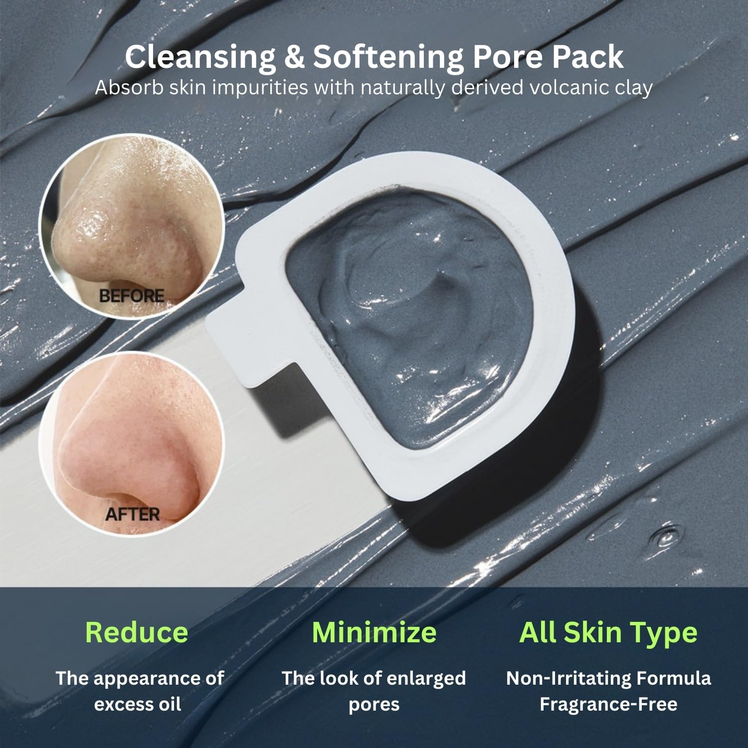 Differ & Deeper Cleansing & Softening Pore Pack – 7 x 5g Single-Use Clay Mask Capsules | Triple Clay Formula for Pore Care & Oil Control | Travel-Friendly K-Beauty Skincare