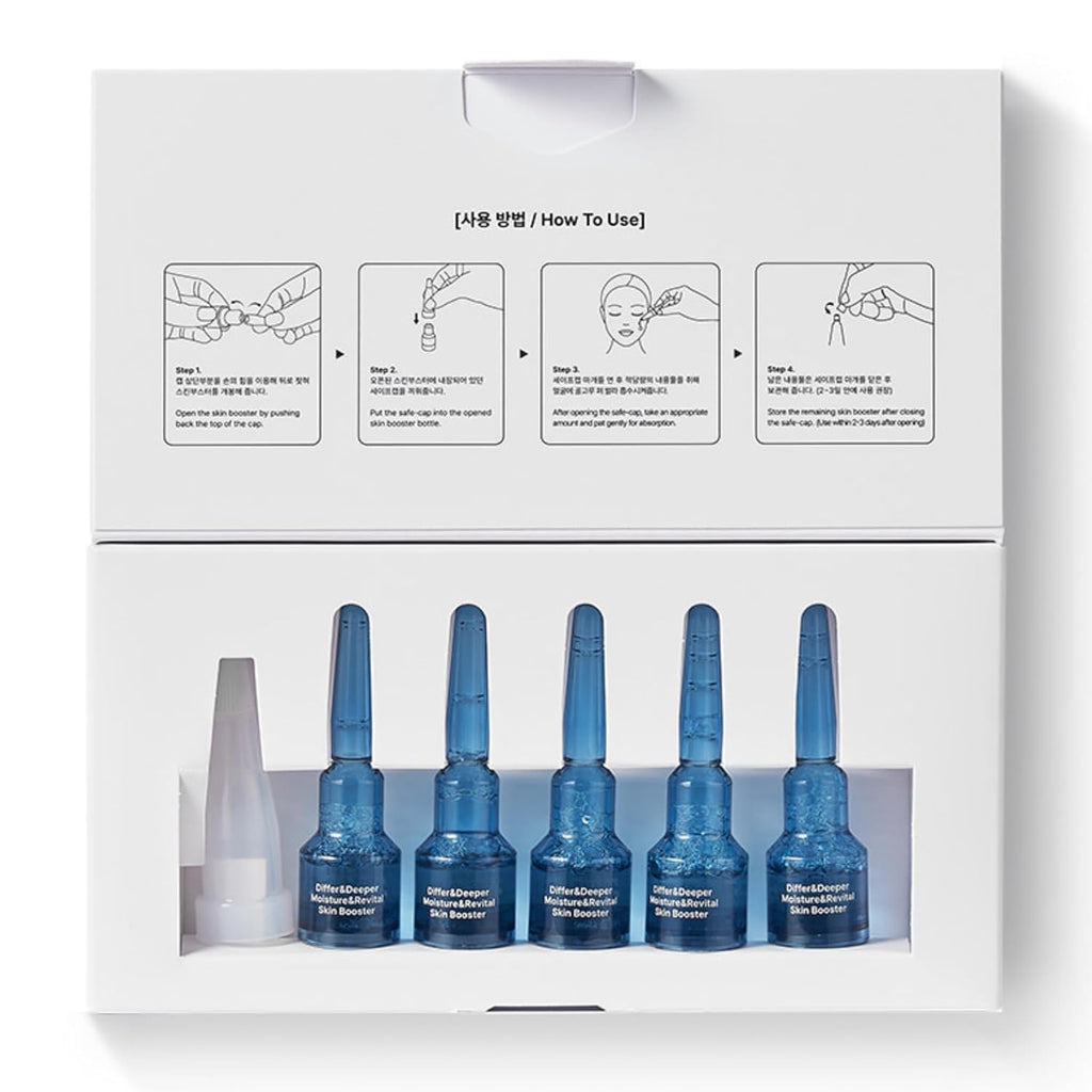 Differ & Deeper Moisture & Revital Skin Booster Starter Pack – Hydrating & Firming Ampoule | Deep Hydration & Skin Elasticity Support | Lightweight & Gentle Formula | Korean Skincare | 2ml*5