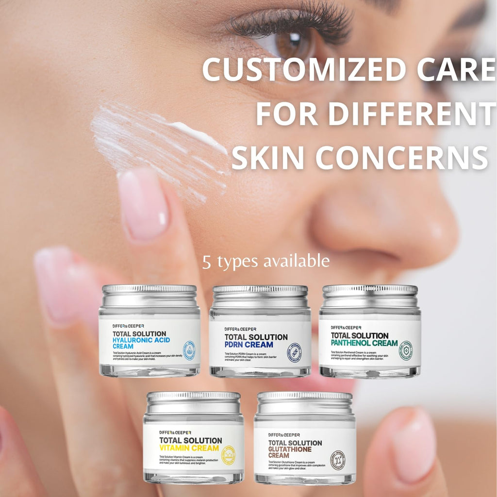 Differ & Deeper Total Solution Glutathione Cream – Radiance-Boosting Antioxidant Moisturizer for Dull or Stressed Skin, Lightweight Daily Cream, Korean Skincare 2.47oz