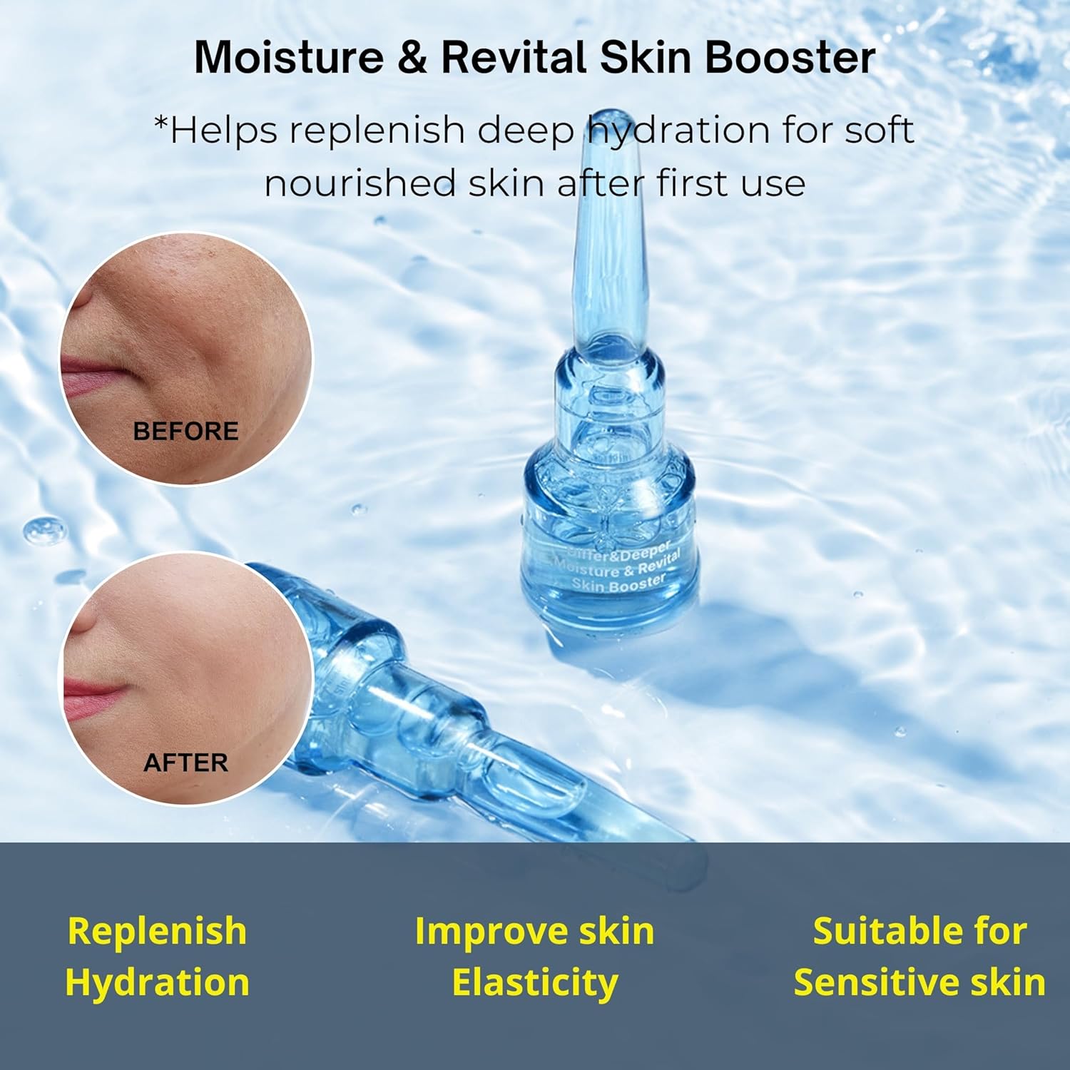 Differ & Deeper Moisture & Revital Skin Booster Starter Pack – Hydrating & Firming Ampoule | Deep Hydration & Skin Elasticity Support | Lightweight & Gentle Formula | Korean Skincare | 2ml*5