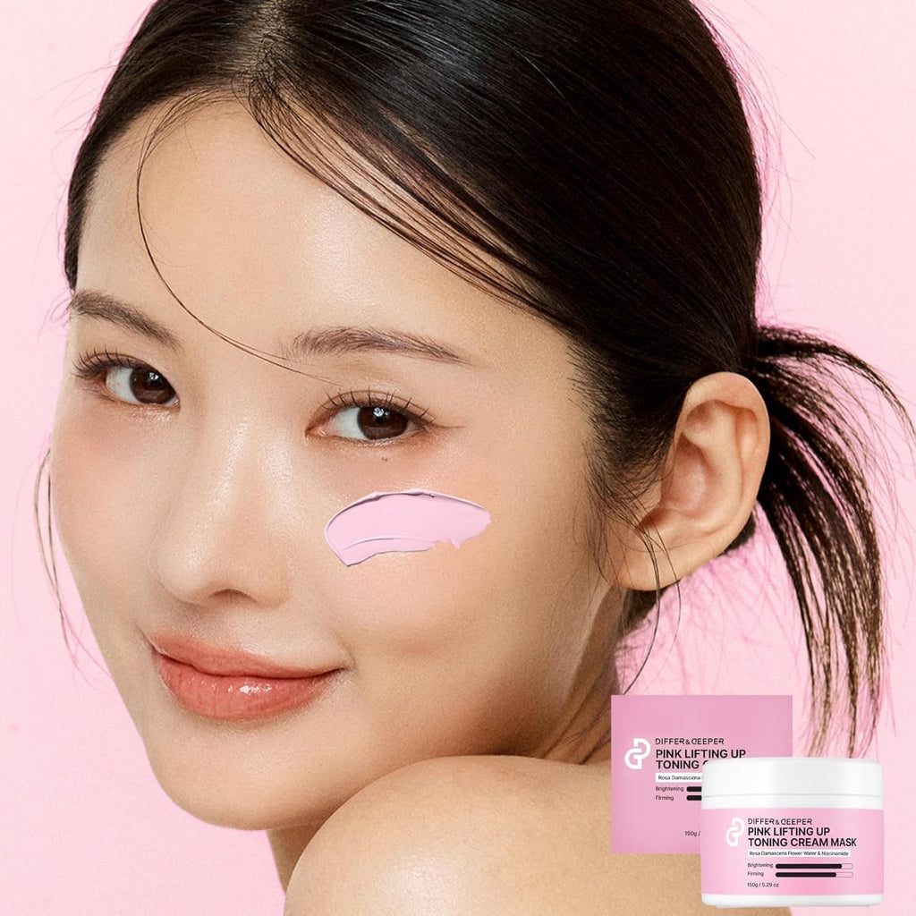 Differ & Deeper Pink Lifting Up Toning Cream Mask – Firming & Brightening Facial Mask with Rosa Damascena Water & Niacinamide for Elastic, Radiant Skin | Korean Skincare 5.29oz