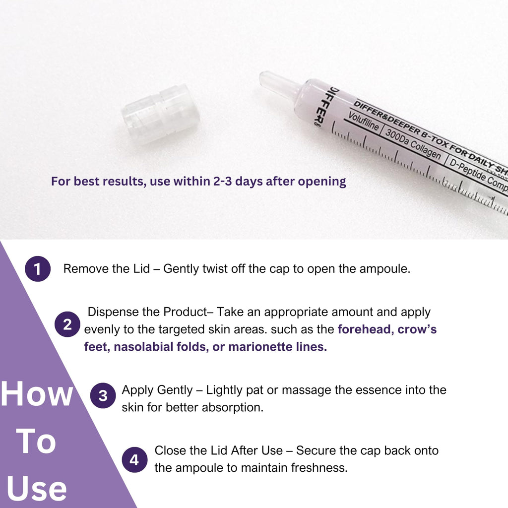 Differ & Deeper B-Volume Daily Essence Starter Pack – Plumping & Smoothing Formula | Wrinkle & Elasticity Care | Volufiline, Peptide & Collagen Ampoule for Easy Topical Application (2.5ml*2)